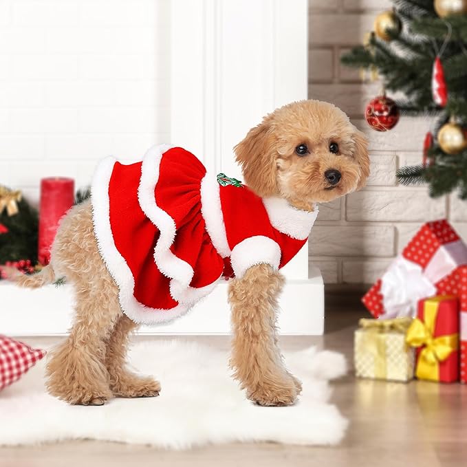 DELIFUR Christmas Dog Dress- Santa Claus Puppy Velvet Skirt DELIFUR Christmas Dog Dress- Santa Claus Puppy Velvet Skirt
